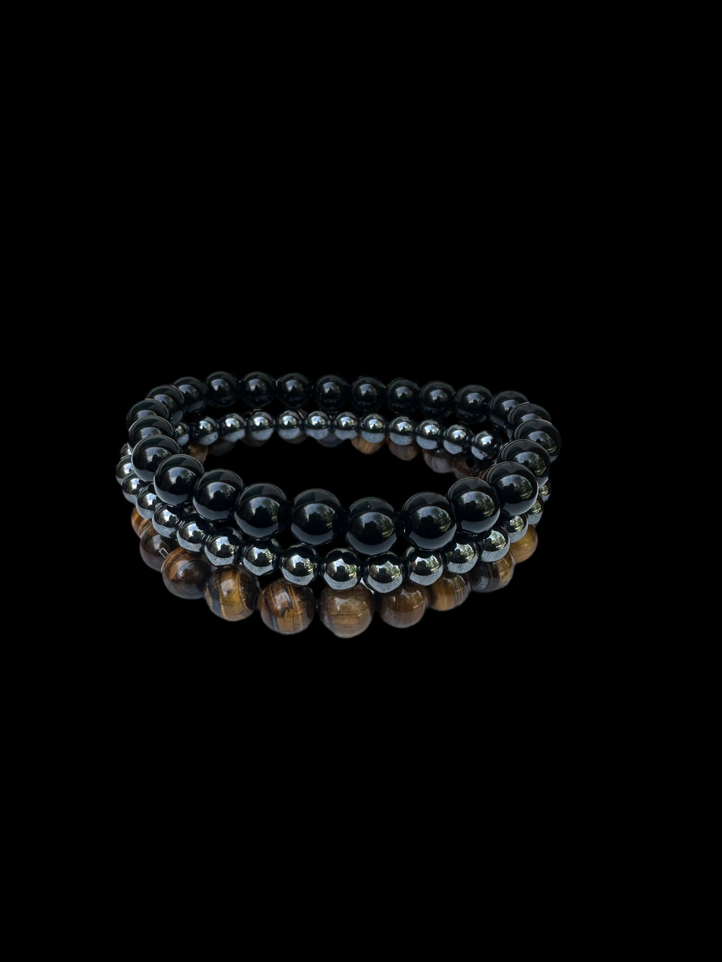 Set of Protection Gemstone Bracelets - Includes Black Jasper, Tiger's Eye & Hematite for Grounding, Yin-Yang, and Balancing Energy