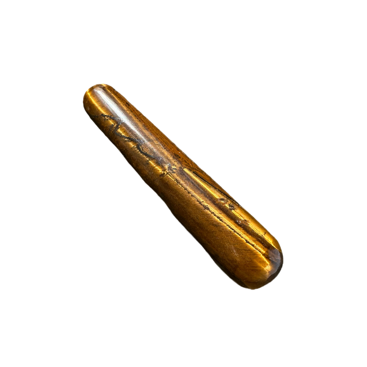 Tigers Eye Crystal Wand - Shiny Massage Stone for Protection & Good Luck with Energies of Protection and Negative Energy Absorption