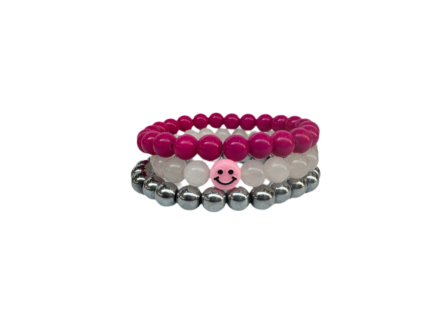 Universal of Love Rose Quartz and Silver-painted Hematite Love Bundle Bracelets - Calming and Soothing Accessory for Self-Love and Personal Growth