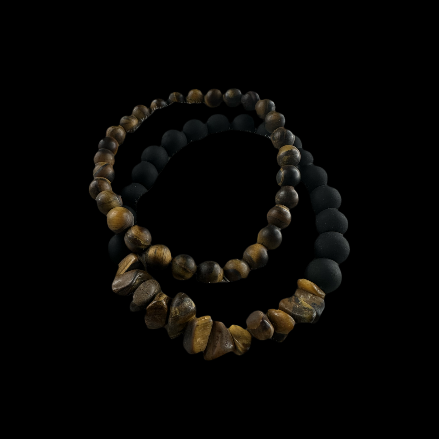 Matted Black and Tigers Eye Bracelets - Original Design with Black and Tiger's Eye Colors