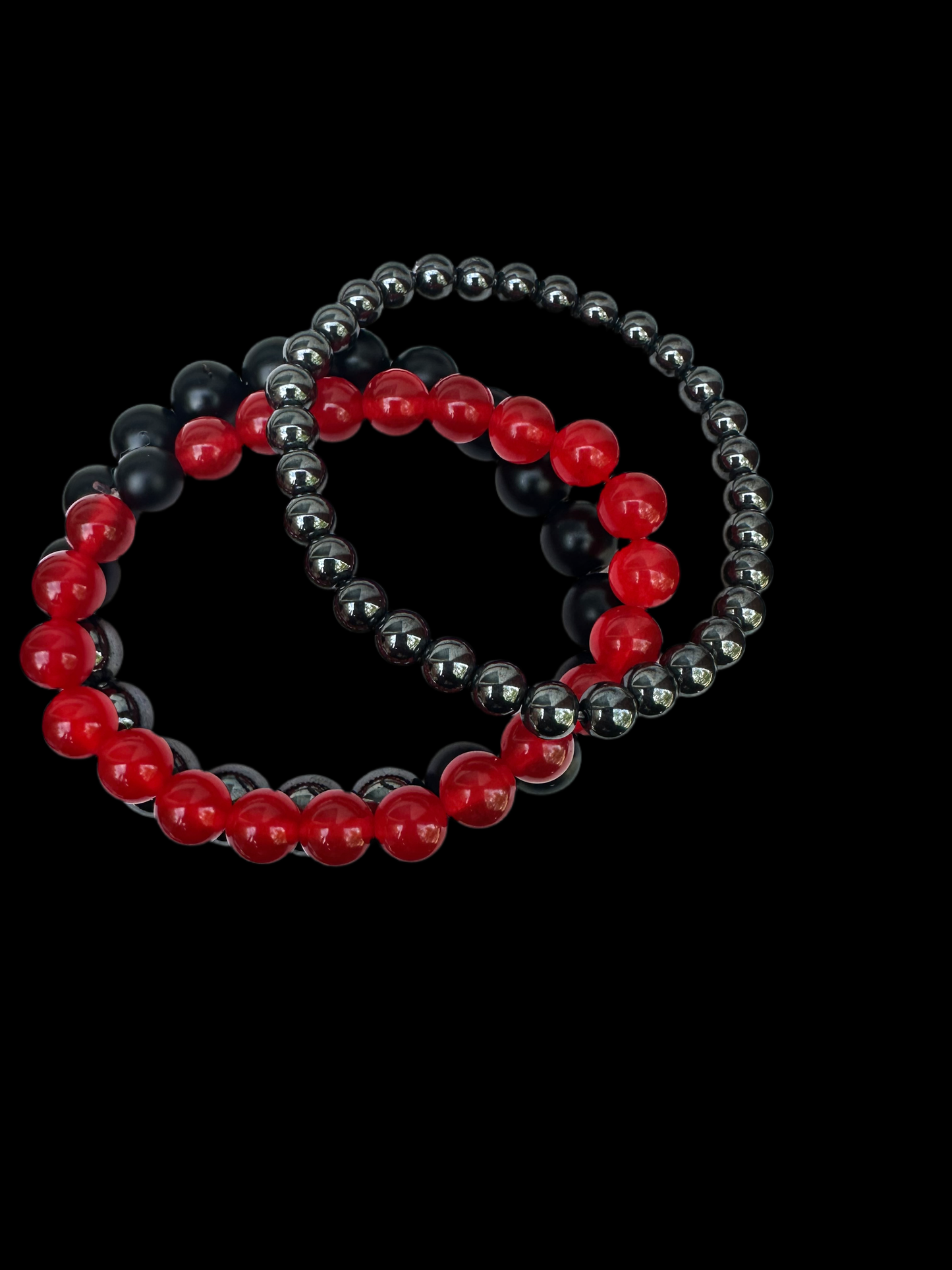 Red Quartz & Hematite Gemstone Bracelets - Used for Protection Against Negative Energy and Dangers
