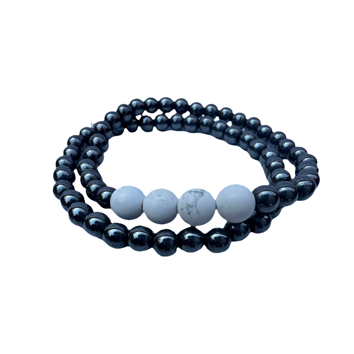 Hematite/Howlite Gemstone Bracelet for Inspiration, Creativity, and Artistic Expressions