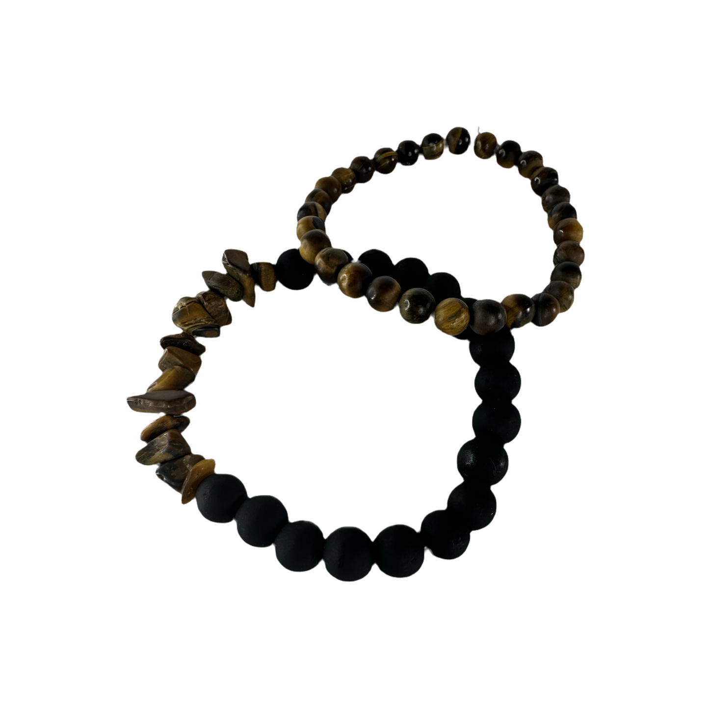 Crushed tigers eye black matte gemstone  bracelets