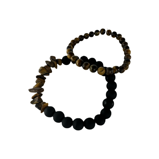 Tiger’s eye black matte bracelets