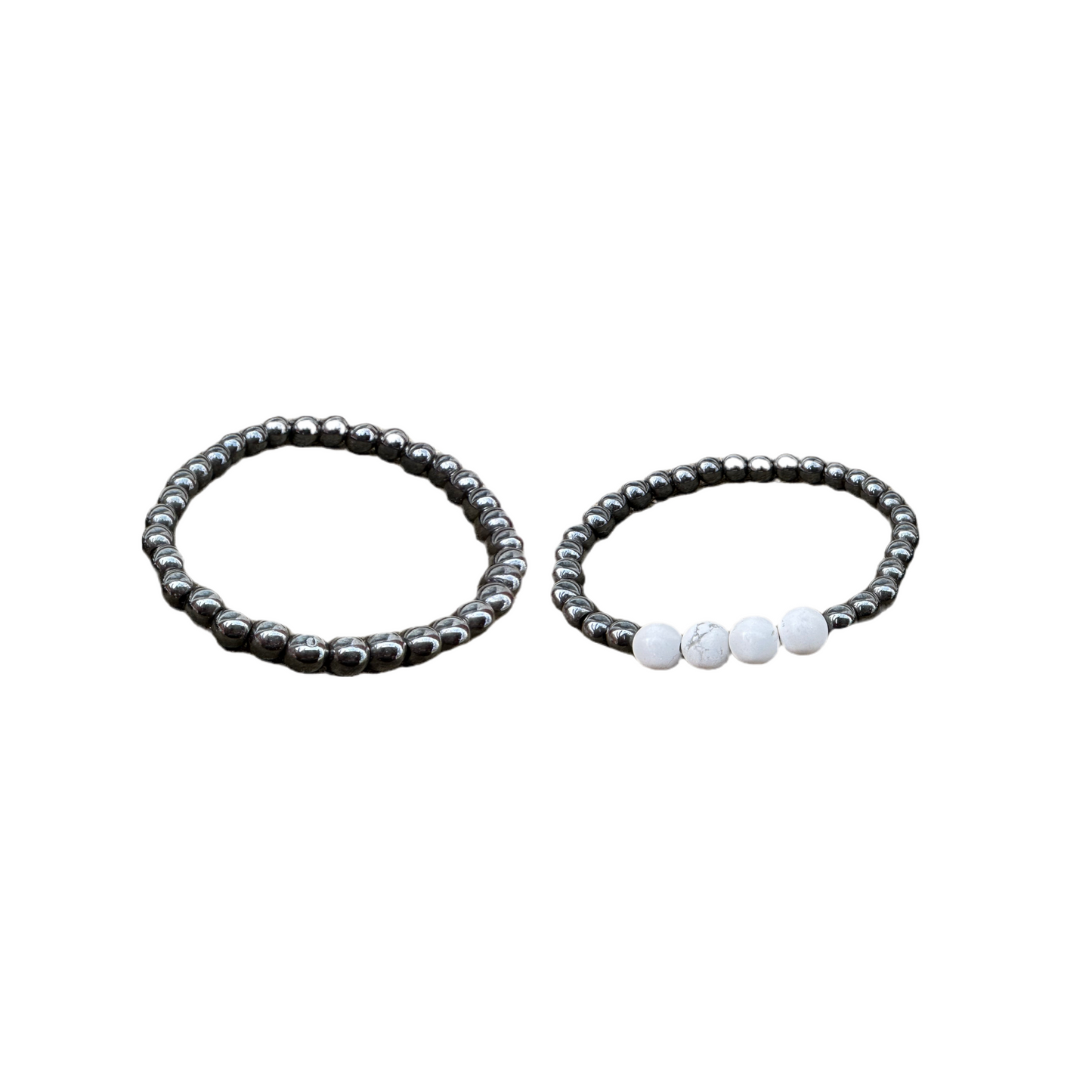 Hematite/howlite gemstone bracelets