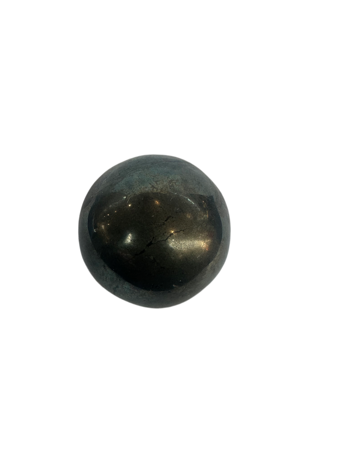 Pyrite Sphere - Attracts Strength, Energy, Willpower, Confidence & Wealth - Dark and Dull Stone for Spiritual and Emotional Well-being