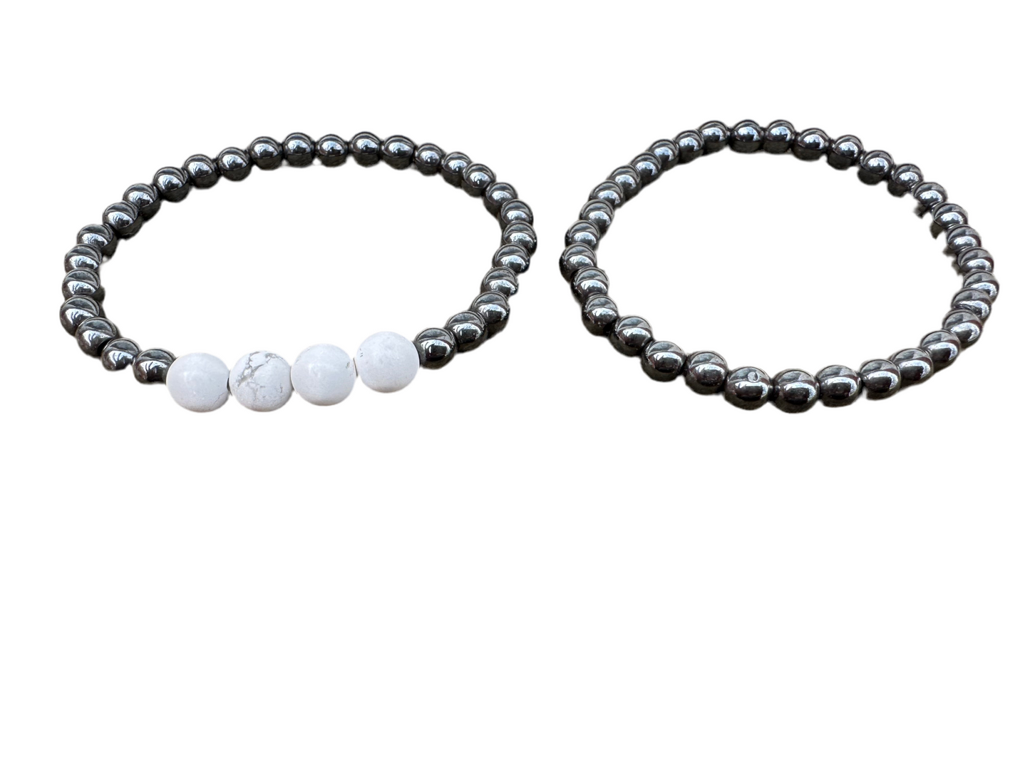 Hematite/howlite gemstone bracelets