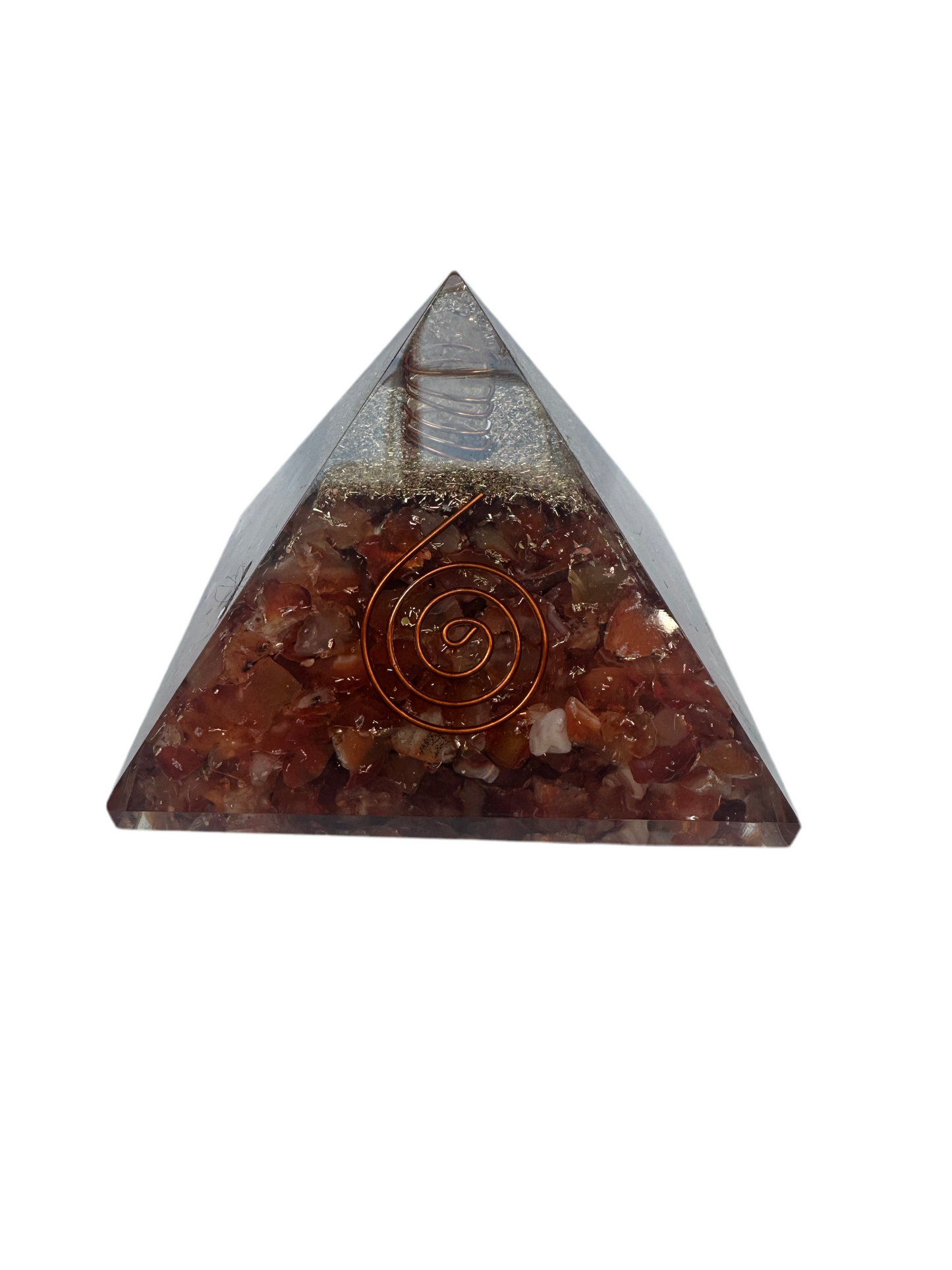 Carnelian Orgonite Pyramid - Unique Space Enhancer for Improved Confidence, Vitality & Stability