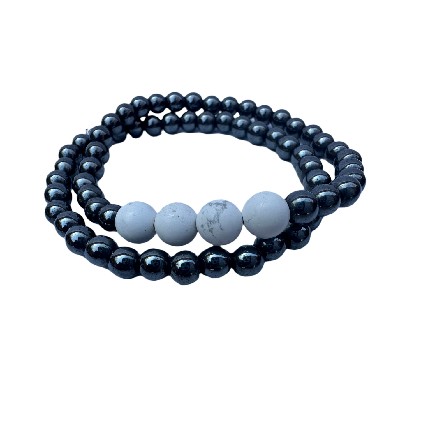 Hematite/howlite gemstone bracelets