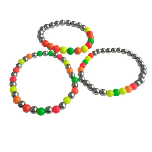 Bright Color Beads with Hematite Crystal Bracelet - Colorful Beads in Various Colors, Includes Silver Hematite Crystal Accents
