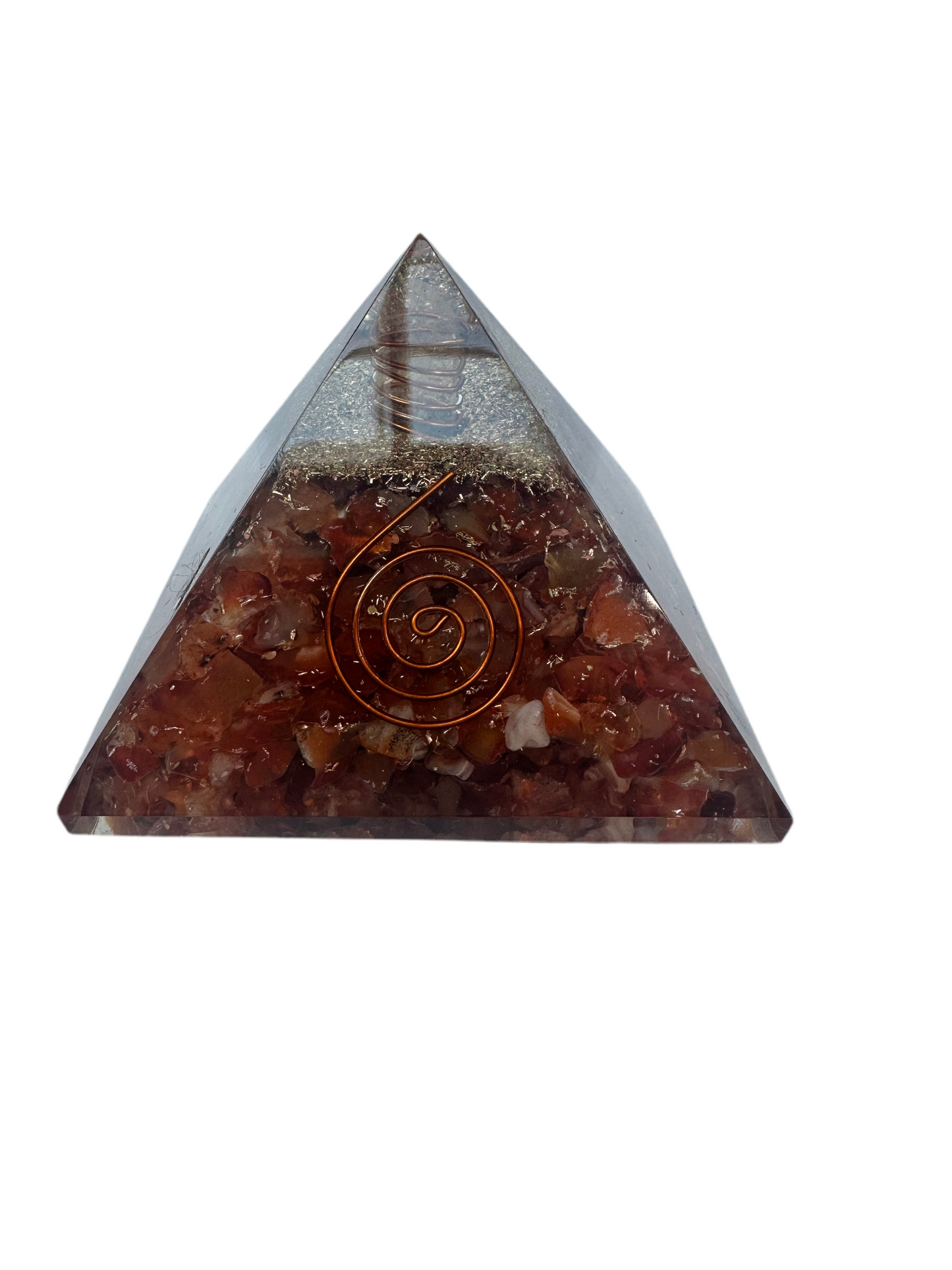 Carnelian Orgonite Pyramid - Unique Space Enhancer for Improved Confidence, Vitality & Stability