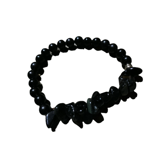 Crushed obsidian bracelet