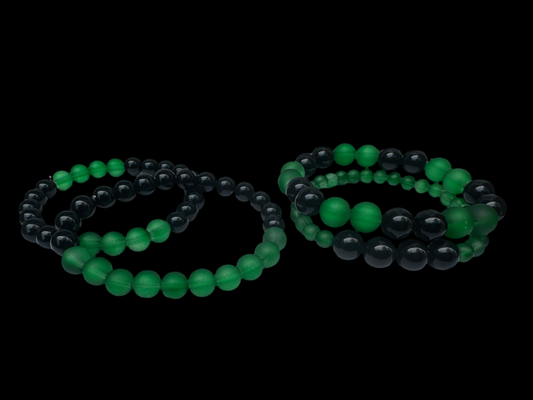 Green Apple/ Black Jasper crystal bracelets