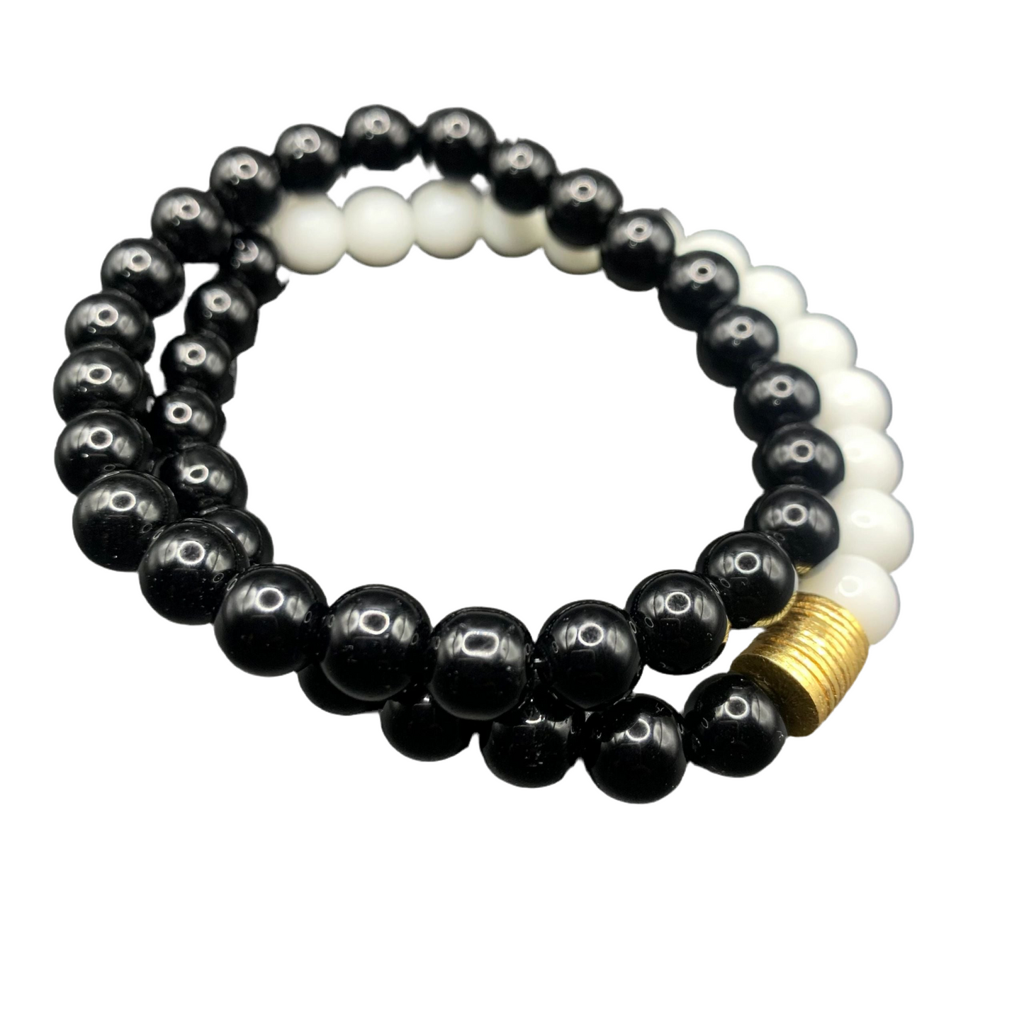 Black Jasper/ white pearl  gemstone bracelets