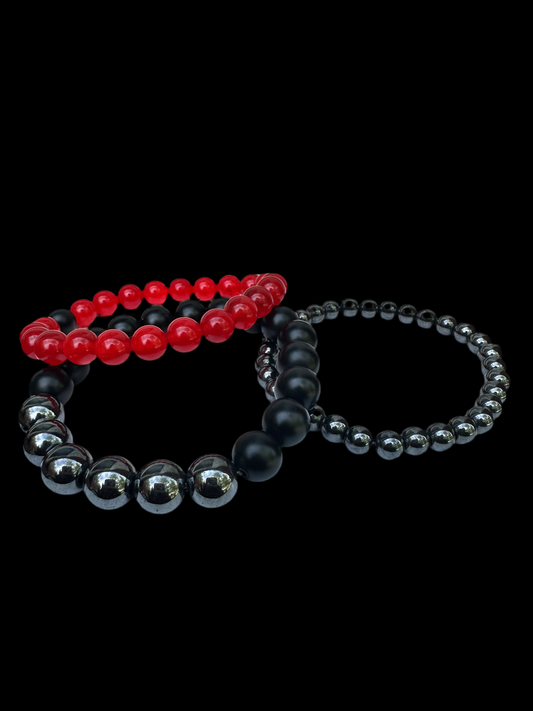 Red Qtz/ hematite gemstone bracelets