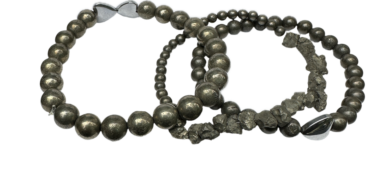 Pyrite gemstone bracelets