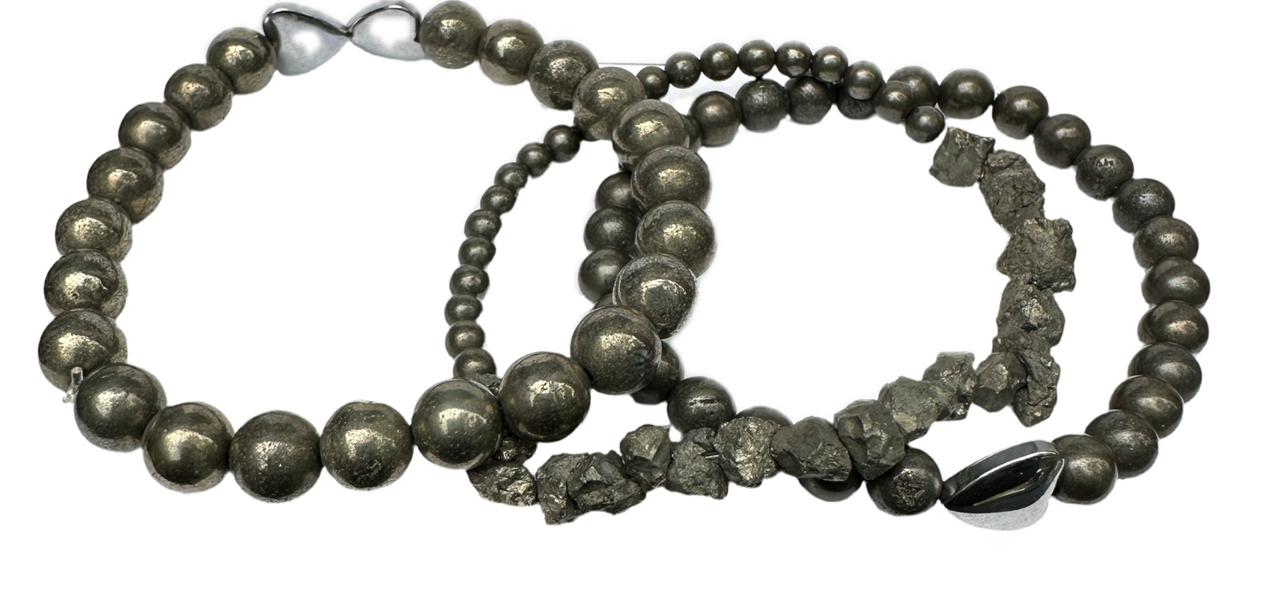 Pyrite gemstone bracelets