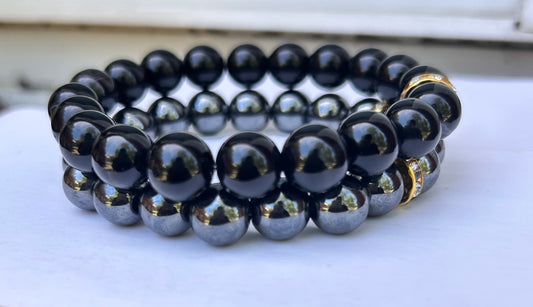 Hematite and Black Jasper Bracelets