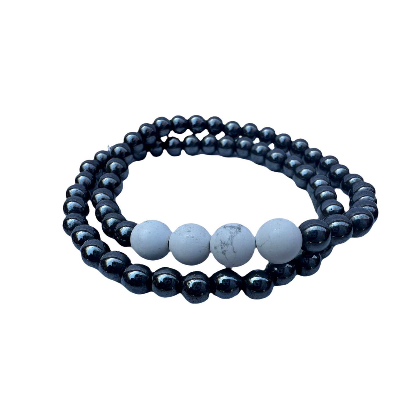 Hematite/howlite gemstone bracelets