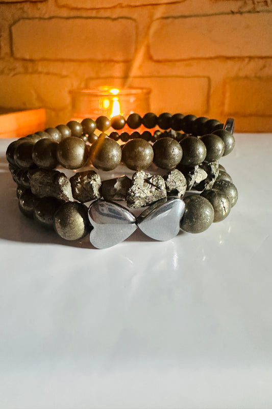 Pyrite gemstone bracelets