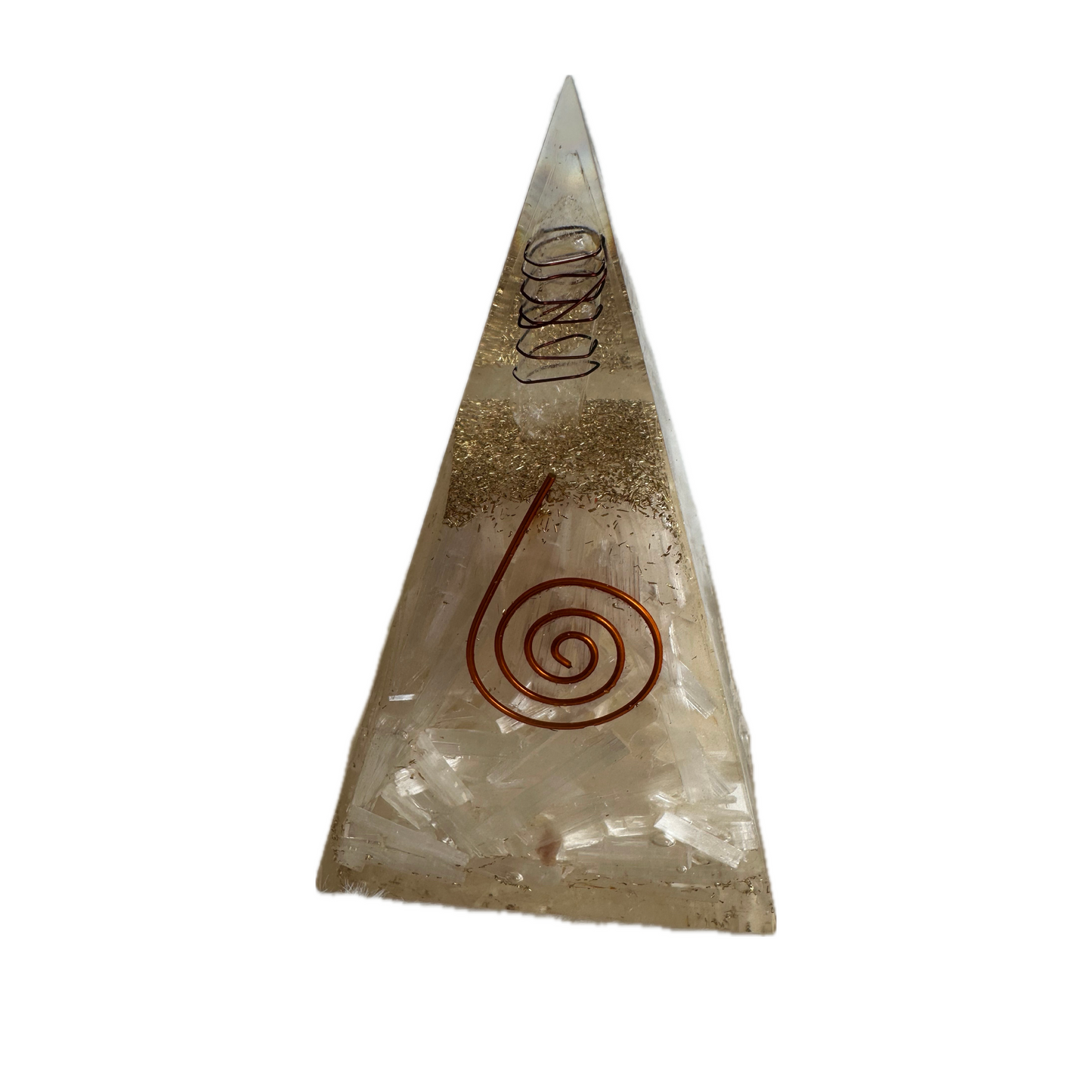 Selenite orgonite pyramid