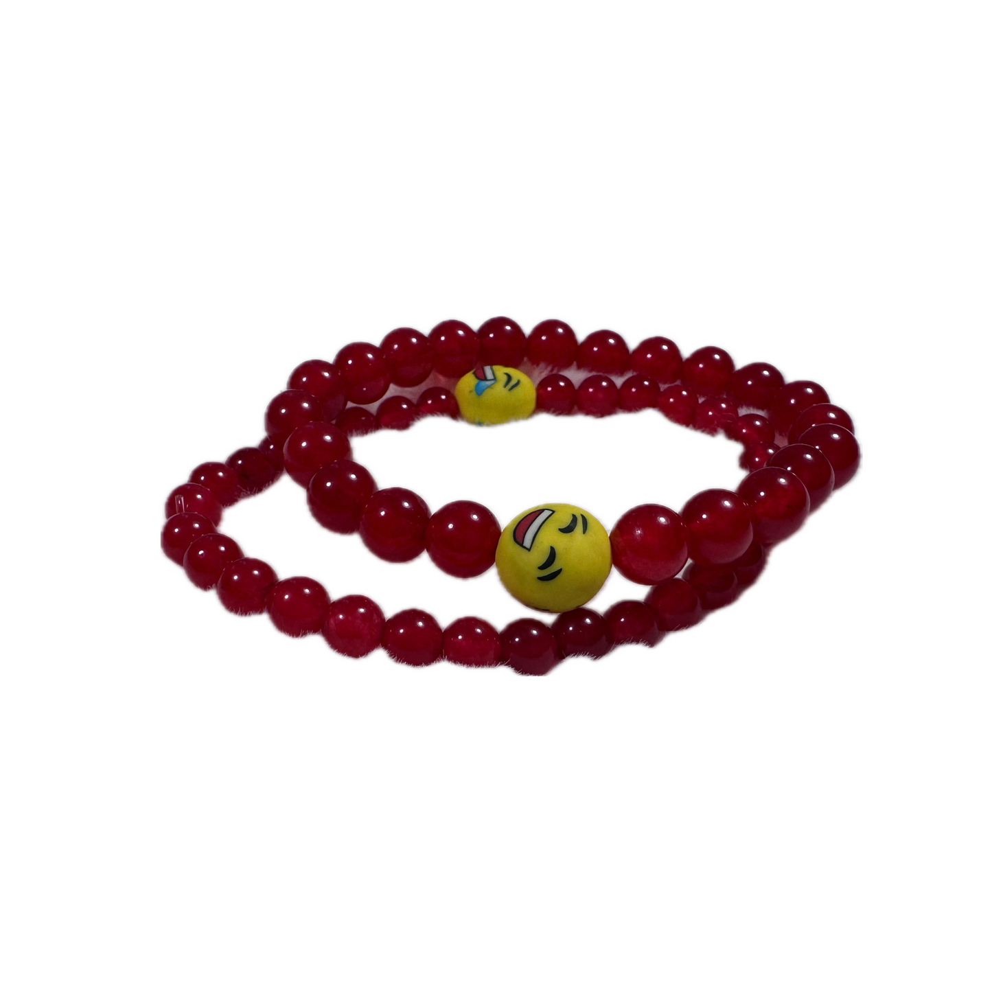 Emoji Red Qtz Gemstone Bracelets - Promotes Peace, Vitality, Tenacity, Security & Boosts Chakra Vitality