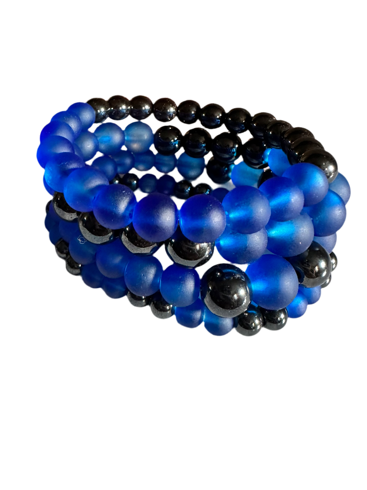 Deep Blue and Hematite crystal bracelets