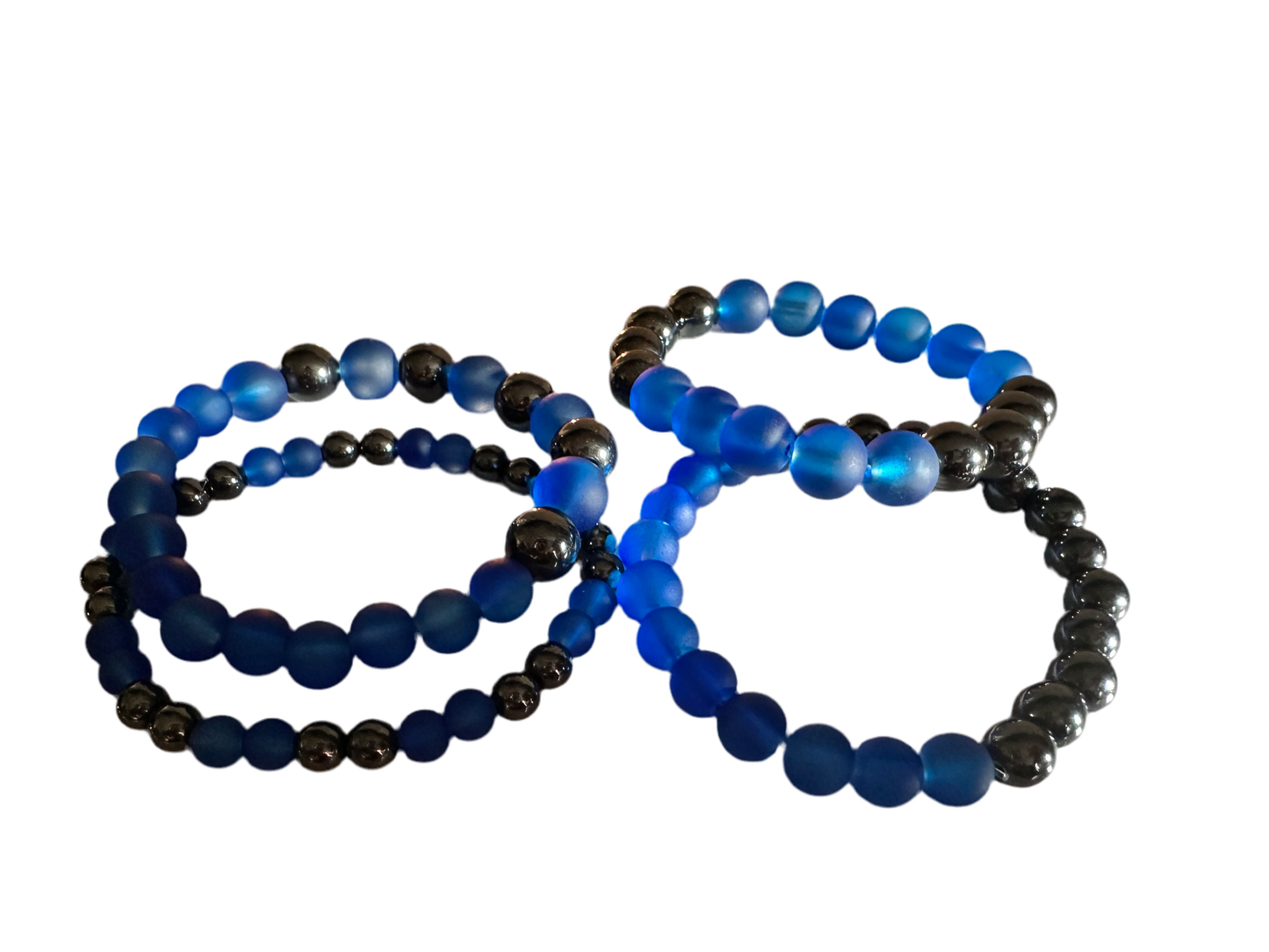 Deep Blue and Hematite crystal bracelets