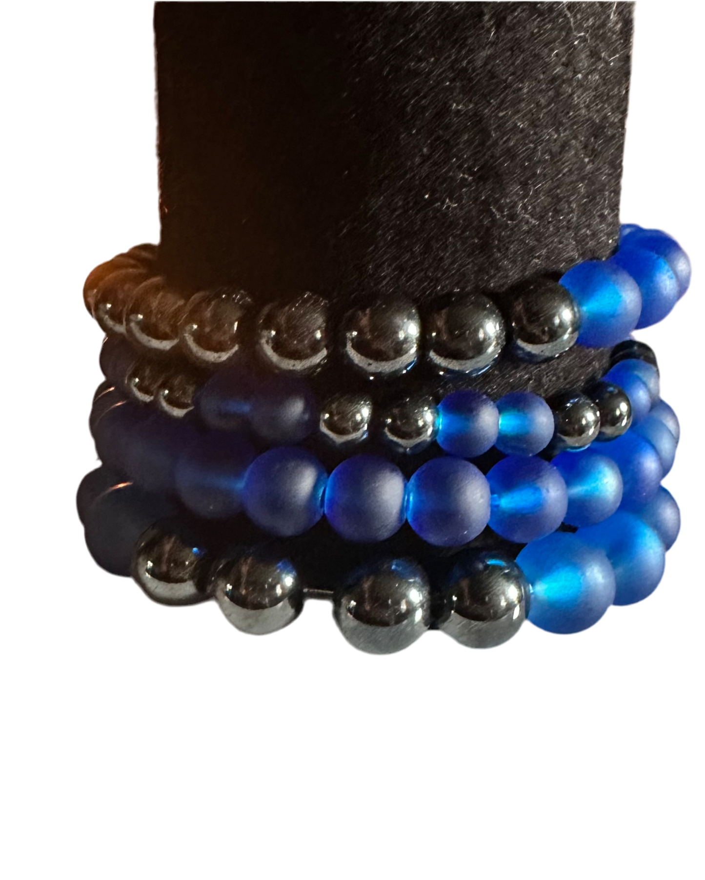 Deep Blue and Hematite crystal bracelets