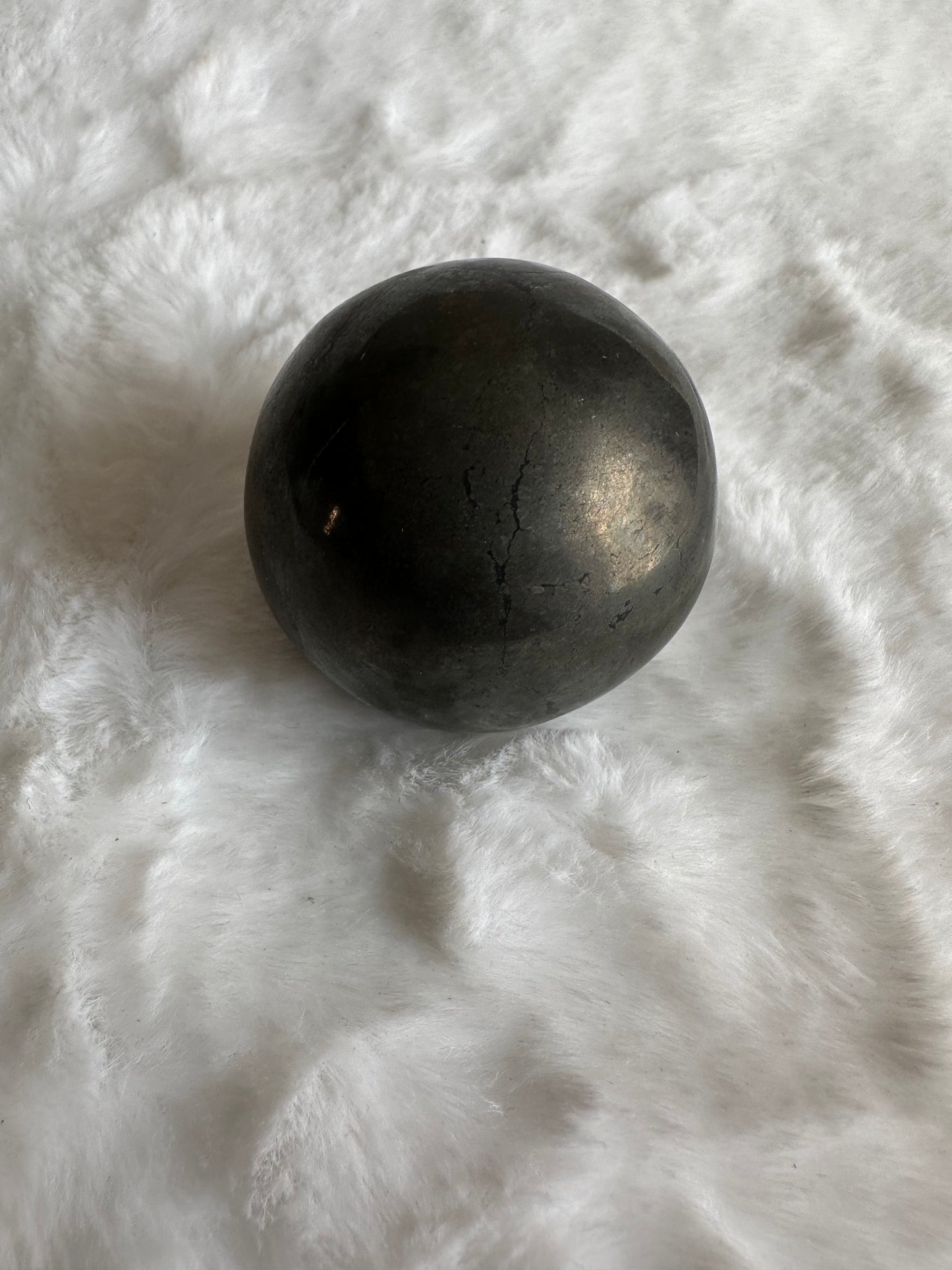 Pyrite Sphere - Attracts Strength, Energy, Willpower, Confidence & Wealth - Dark and Dull Stone for Spiritual and Emotional Well-being