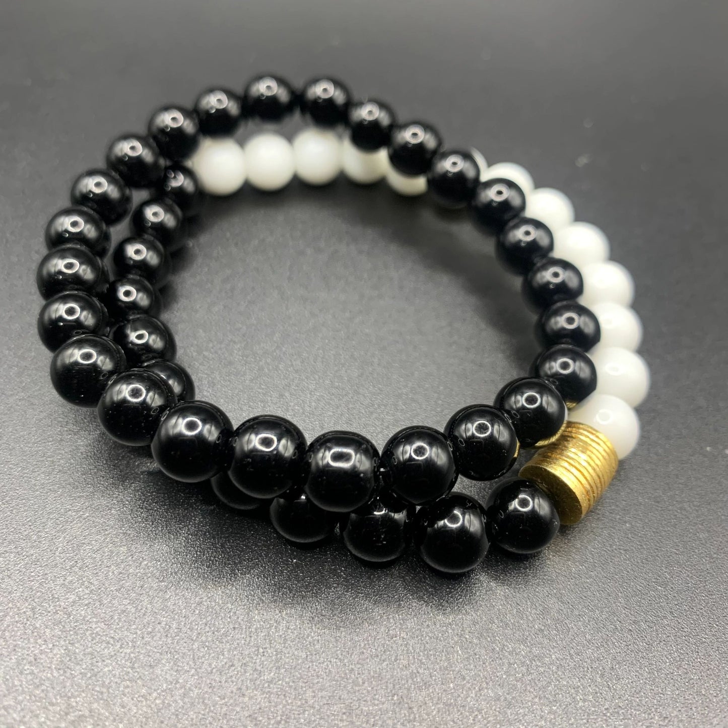 Black Jasper/ white pearl  gemstone bracelets