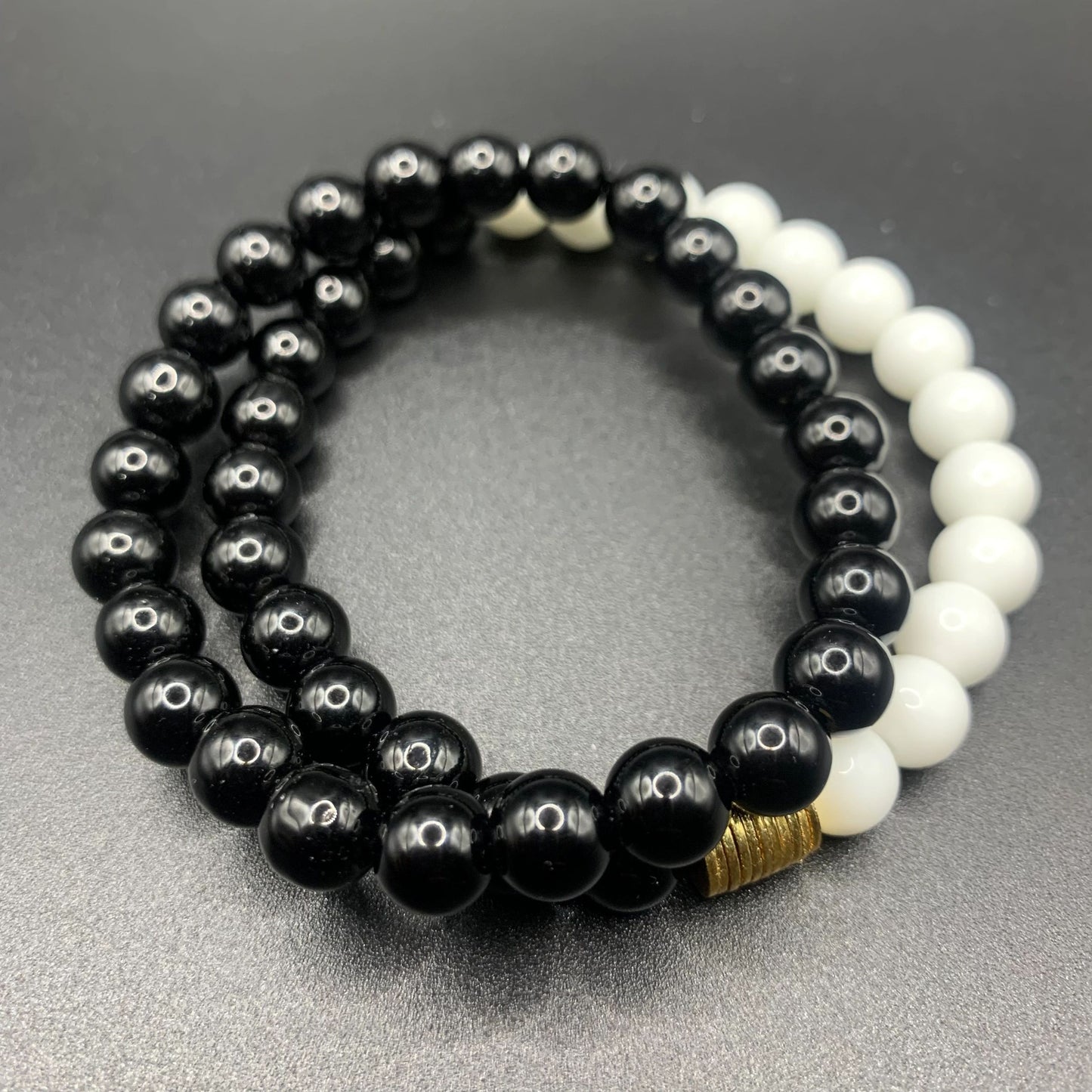 Black Jasper/ white pearl  gemstone bracelets