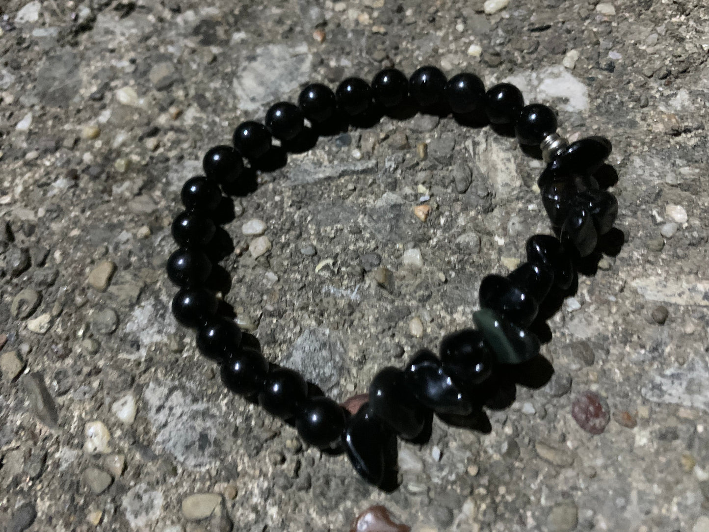 Crushed obsidian bracelet