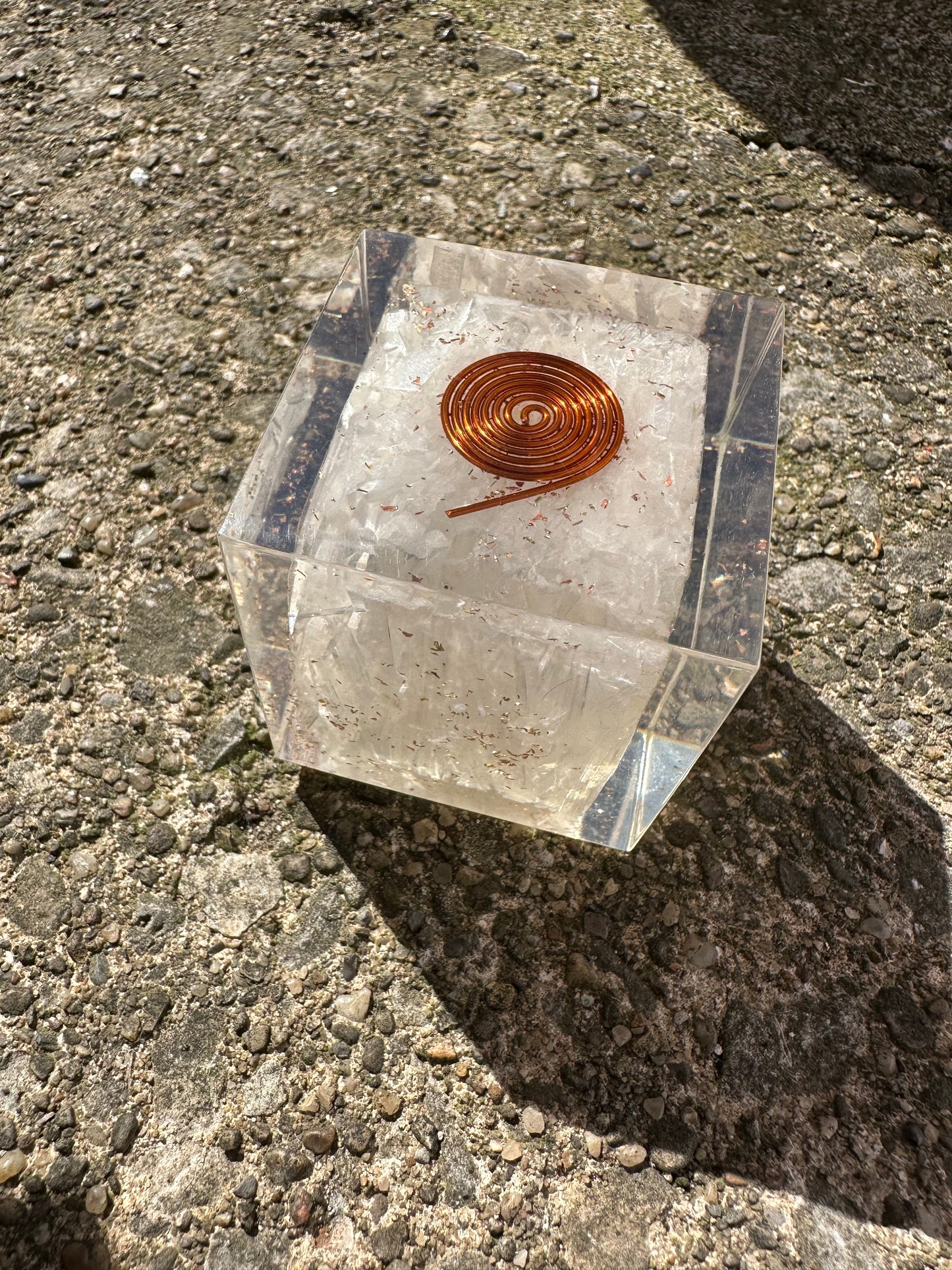 Selenite orgonite cube box