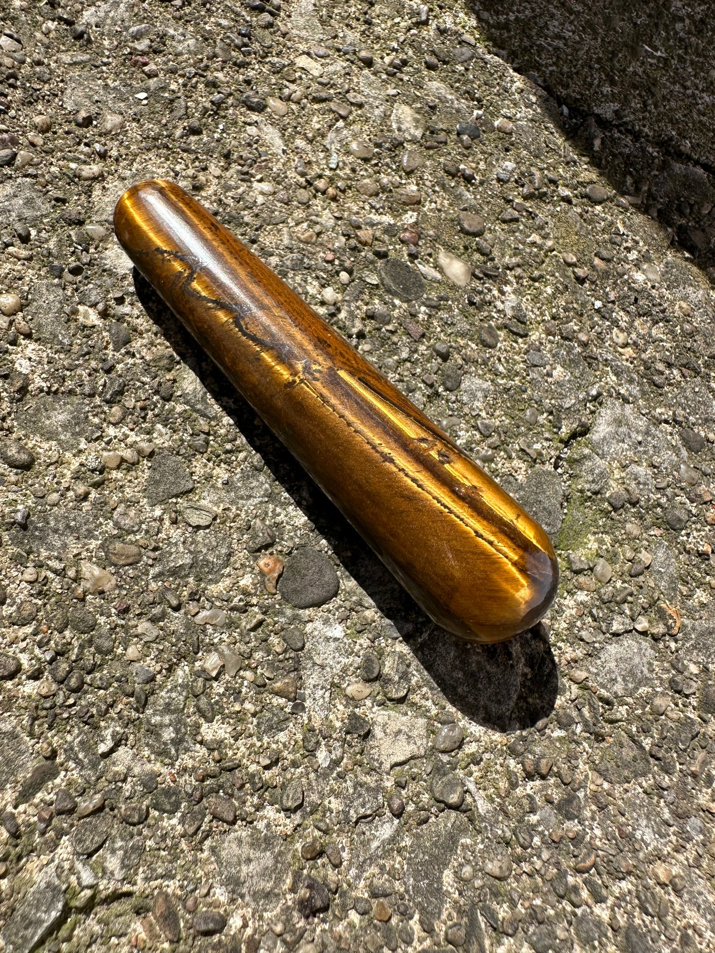 Tigers Eye Crystal Wand - Shiny Massage Stone for Protection & Good Luck with Energies of Protection and Negative Energy Absorption