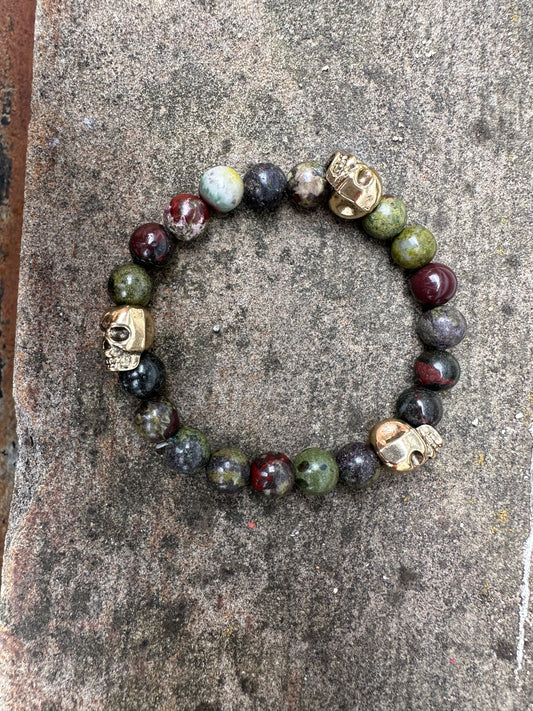 Bloodstone skull bracelet